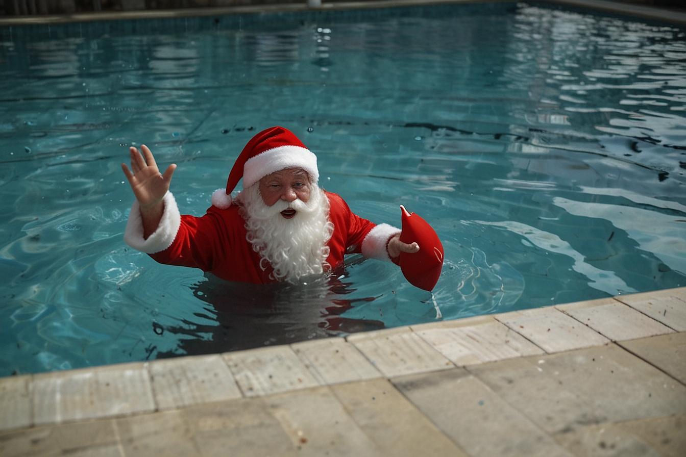 Santa Cluse in Swimming Pool photo